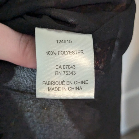 Christian Siriano Womens Blouse Large Black Purple Orange Cap Sleeves High Neck - Picture 4 of 5